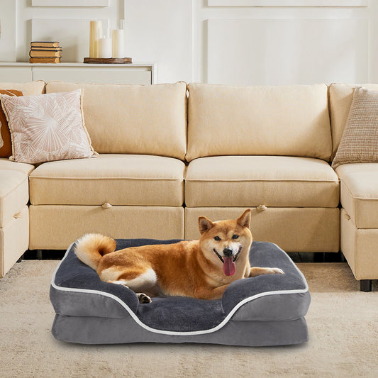 Orthopedic Dog Bed Memory Foam  for Small Dogs & Cats with Washable Removable Cover Non-Slip Base Waterproof Liner