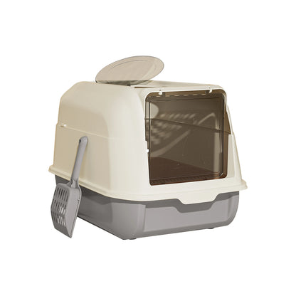 Double Door Cat Litter Box Suitable for Multi-Cat Households, Entry System with Smooth Access Door for Litter Boxes, Space-Saving for Modern Bathrooms,
