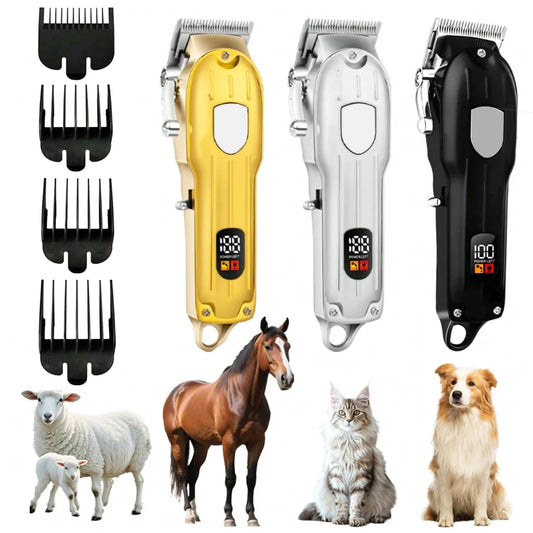 Electric Pet Hair Clipper USB Rechargeable LCD Display Dog Cat Grooming Trimmer Shaver with Guide Comb Kit