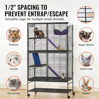 SucceBuy  Rolling Metal 4-Tier Critter Nation Cage Small Animal Cage for Rats Hamster Guinea Chinchilla Ect.