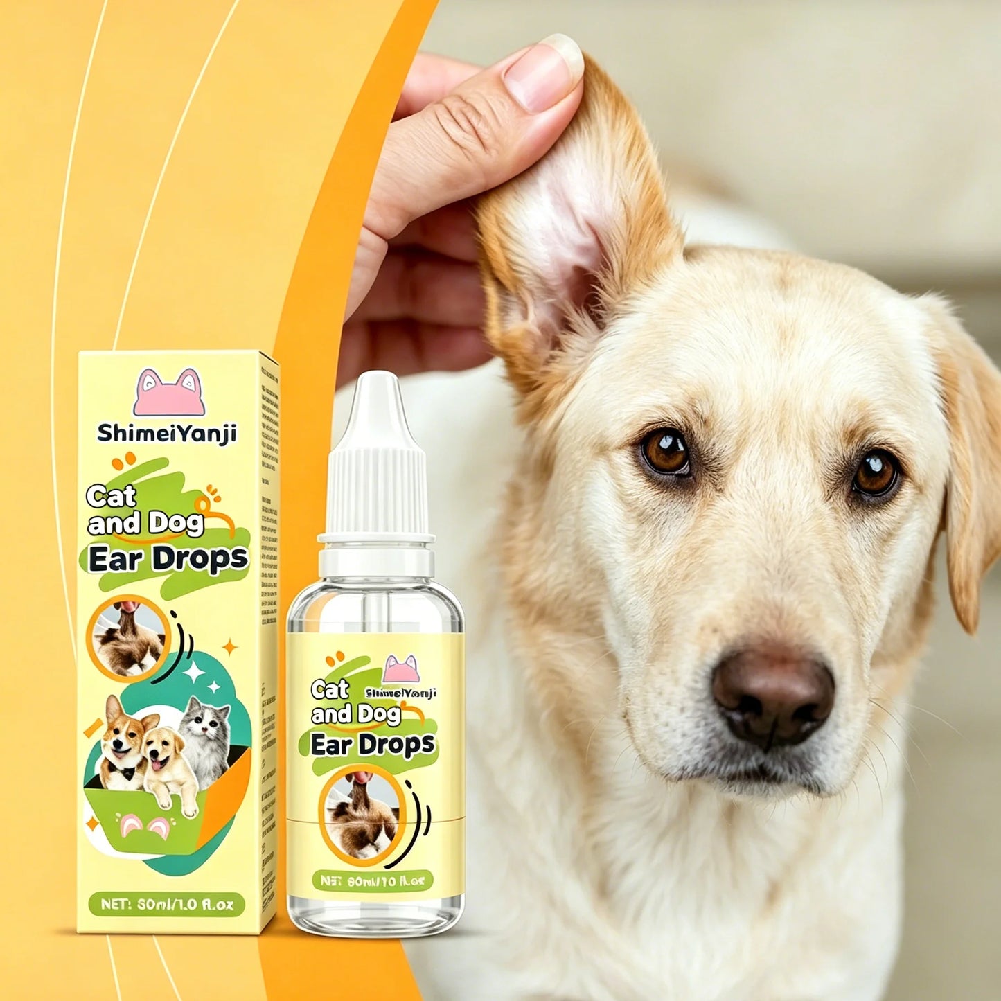 Professional Pet Ear Cleaning Drops 30ml – Gentle Formula Suitable for Dogs and Cats, Removes Earwax, Dirt, and Odor, Prevents Infection, Relieves Itching, and Is Ideal for Daily Care.