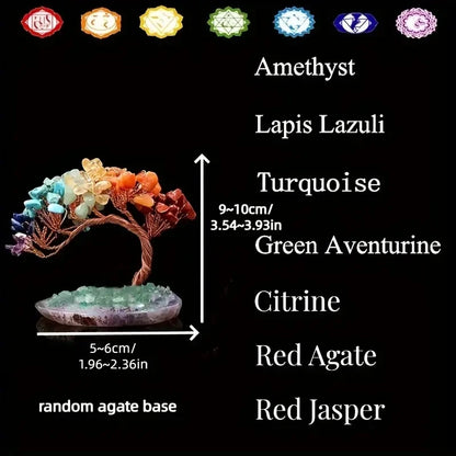 Natural Colorful Crystal Crushed Stone Tree - Crystal Agate Piece Base Copper Wire Winding Fortune Tree Ornament