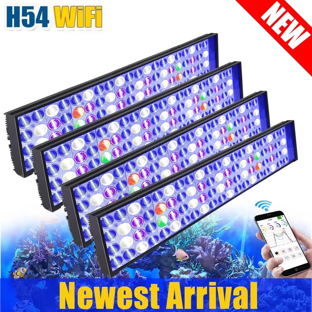 NEW PopBloom WiFi Led Aquarium Light, Full Spectrum Marine Aquarium Lamp For 60-240cm Reef Corals Seawater Led Fish Tank Lights