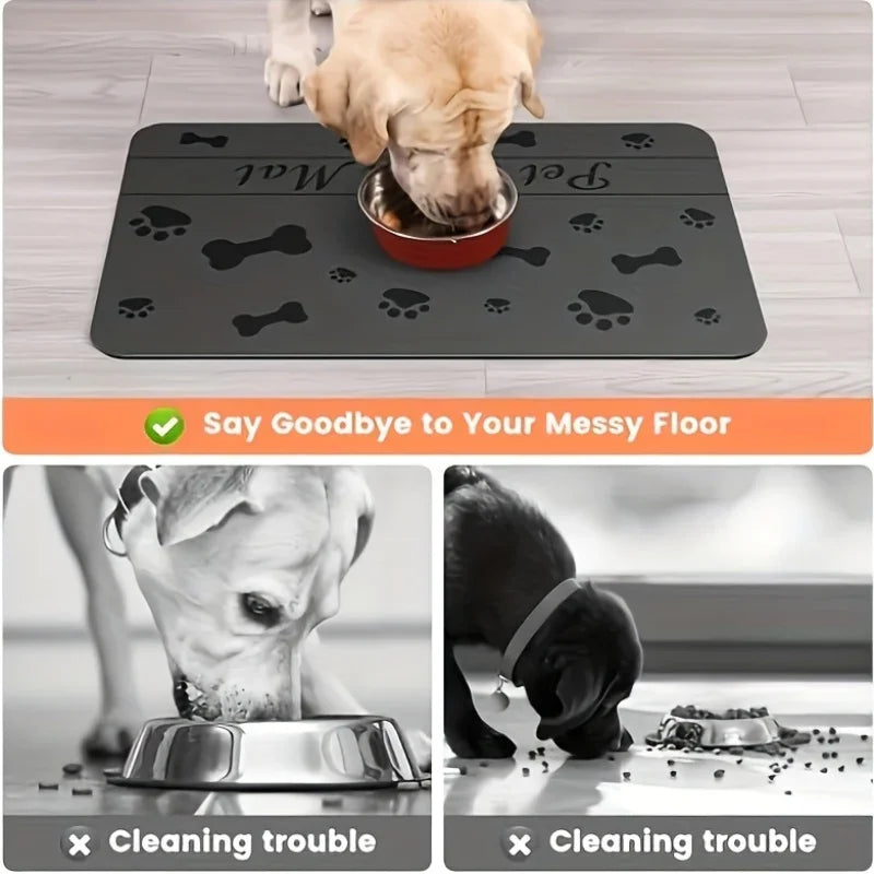 Non-Slip Absorbent Pet Mat - Feeding/Sleeping Pad For Cats Dogs Durable Easy Clean