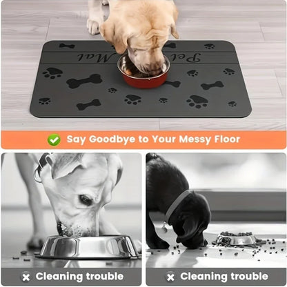 Non-Slip Absorbent Pet Mat - Feeding/Sleeping Pad For Cats Dogs Durable Easy Clean
