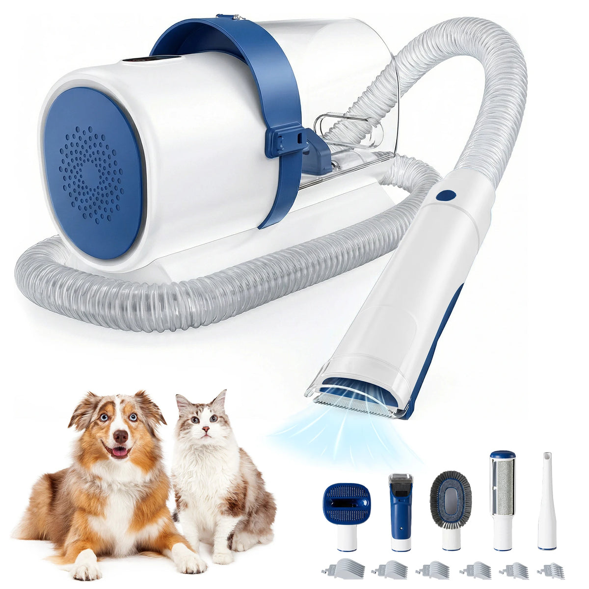 JHK 2.5L Professional Pet Grooming Vacuum Kit 3 Suction Modes and 5 Groomer Tools with Cordless Low Noise Dog Clippers