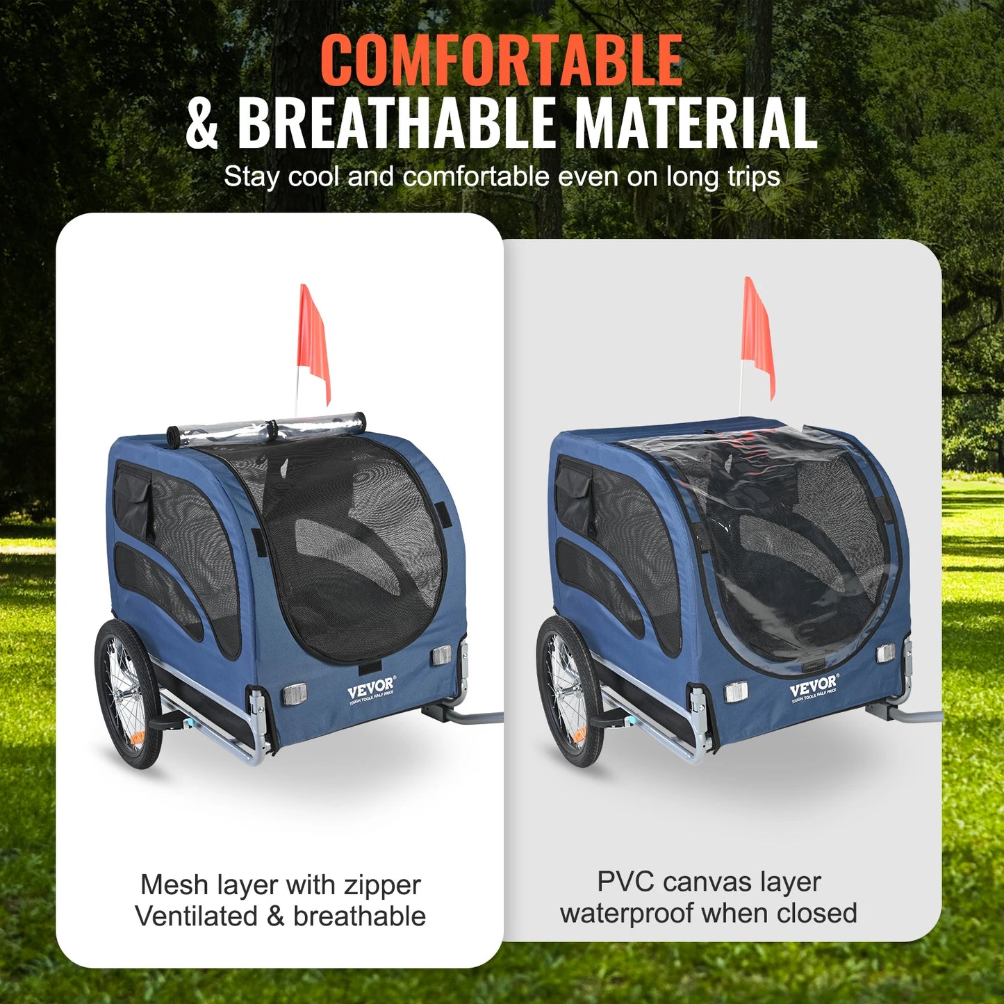 SucceBuy 100lbs Pet Cart Bicycle Carrier/Trailer with Coupler, Reflectors, Flag, Collapsible