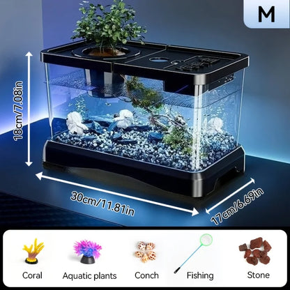 Heavy-Duty Large Aquarium Tank with Lid - Transparent Spill-Proof Design for Fish, Turtle, Aquatic Plants, Ideal for Home Office