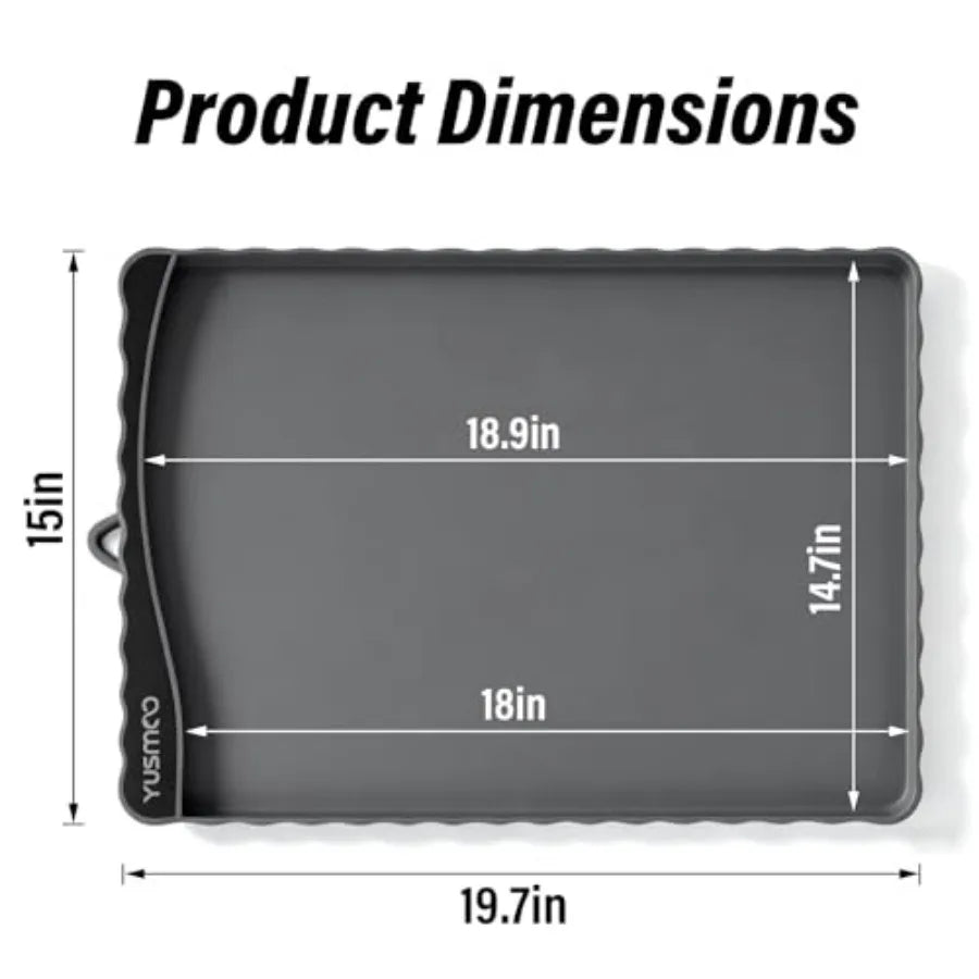 Dog Food Mat 20" x 15", Waterproof Silicone Pet Feeding Mat with Raised Edge and Residue Pocket, Non-Slip Bowl Mat for Dog Cat
