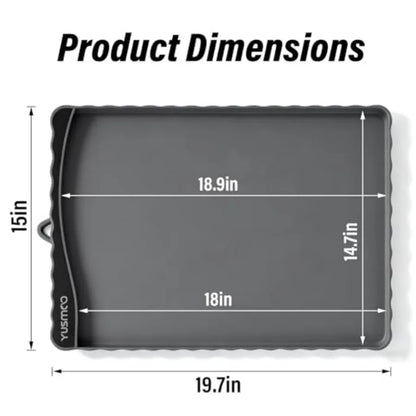 Dog Food Mat 20" x 15", Waterproof Silicone Pet Feeding Mat with Raised Edge and Residue Pocket, Non-Slip Bowl Mat for Dog Cat