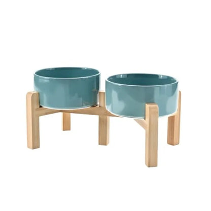 Dogs and Cat Bowls Raised with Non-Slip Bamboo Stand for Medium Sized Breed