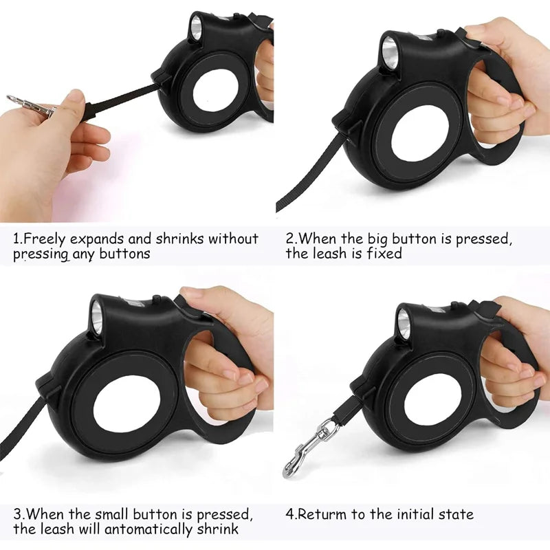 The Pet Leash Comes with a Light, Automatic Retractable, For Dogs and Cats