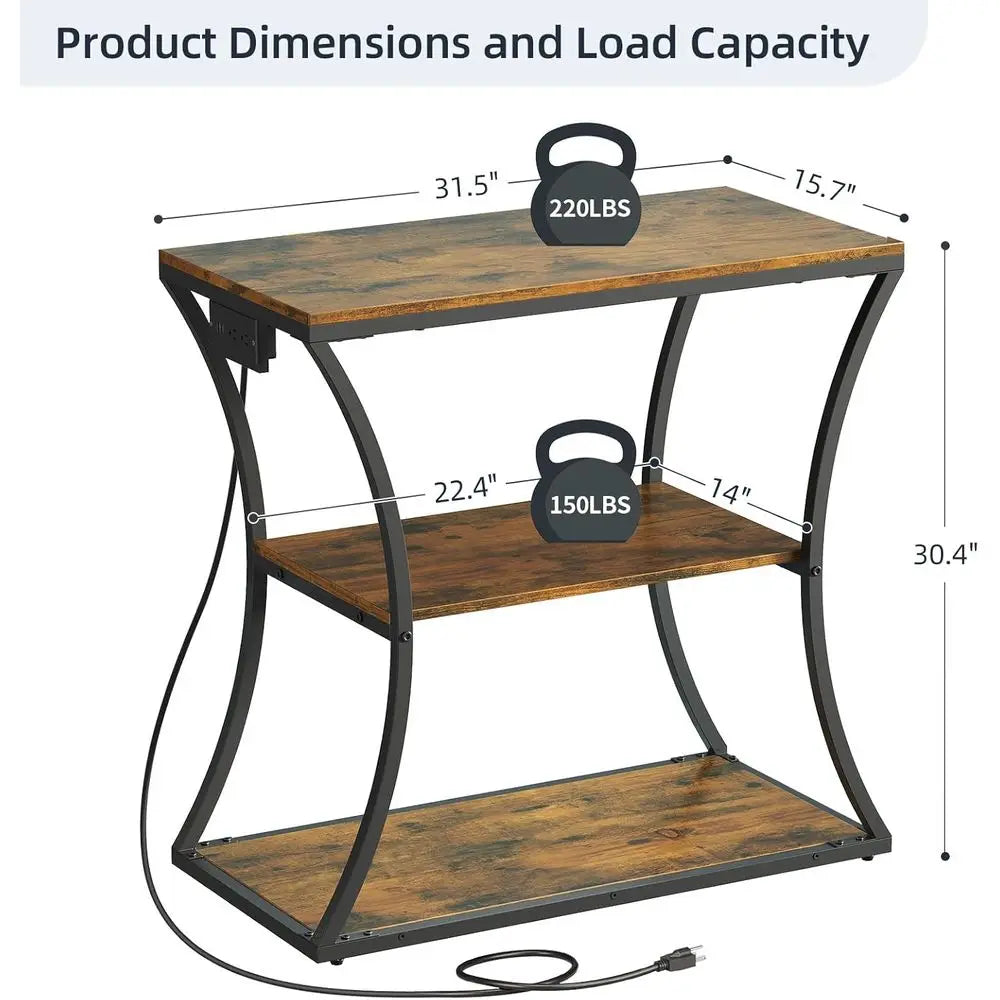 20 Gallon Fish Tank Stand with Power Outlet, 3-Tier Aquarium Stand with Storage, Heavy Duty Metal Tank Rack  31.5"
