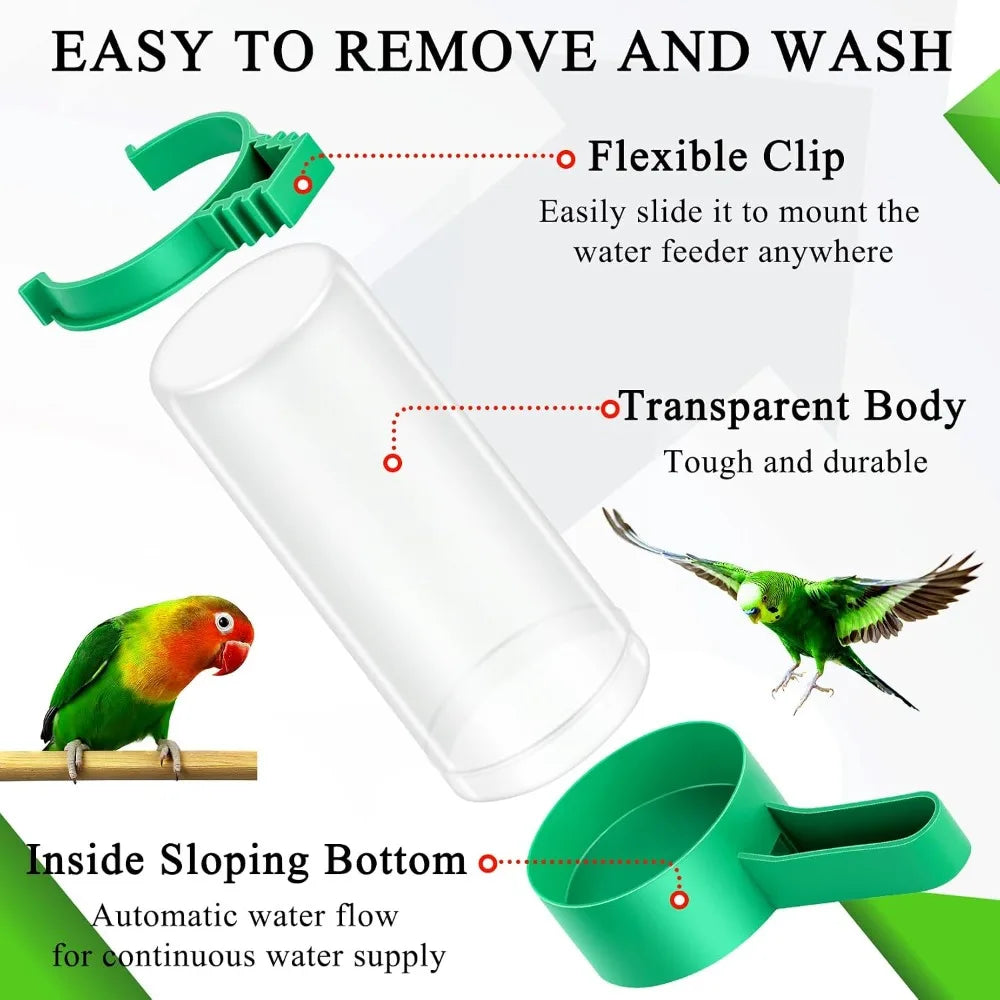 4 Pieces Plastic Bird Water Feeder Drinker Clip