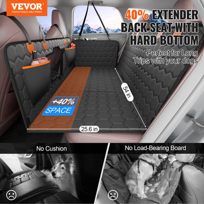 SucceBuy Back Seat Extender Dog Car Seat Cover, Back Seat Bed with Mesh Window and Storage Pocket Supports 350lbs