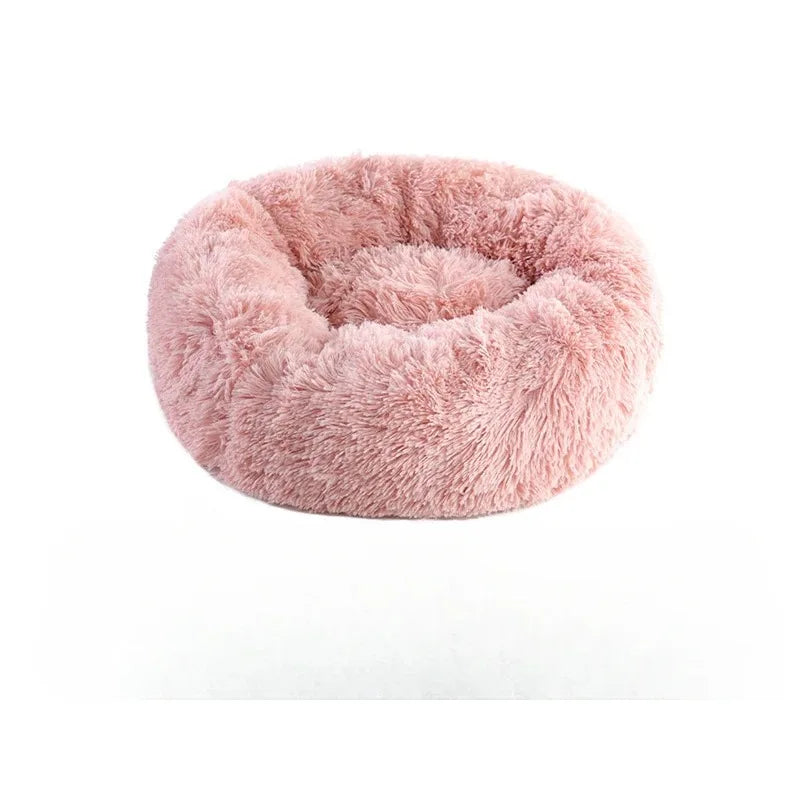 Soft Pet Bed Pad Plush Warm Faux Fur Donut Round Bed Comfortable Sleeping Washable