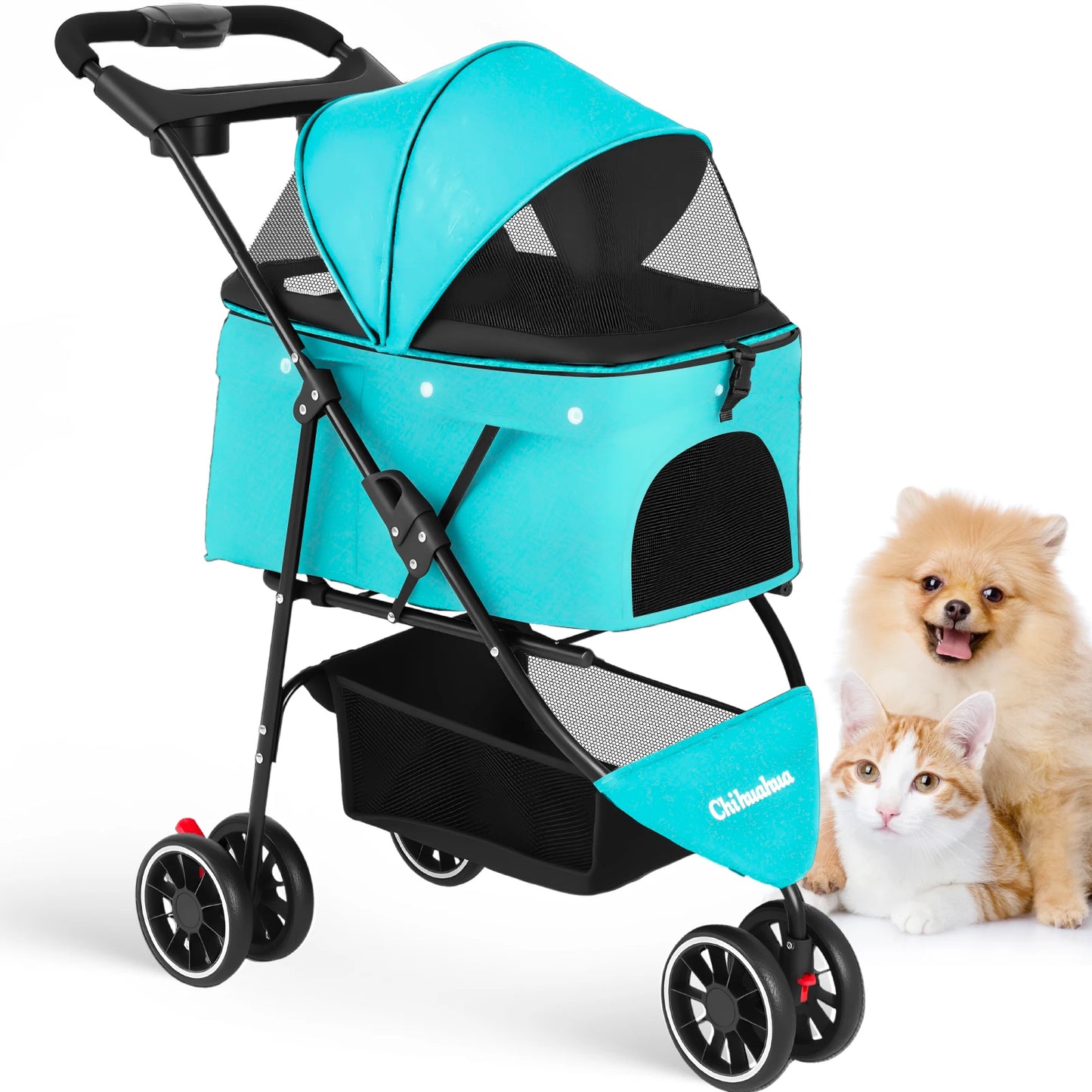Pet Stroller For Small Puppy Dogs & Cats Portable and Foldable Dog Stroller