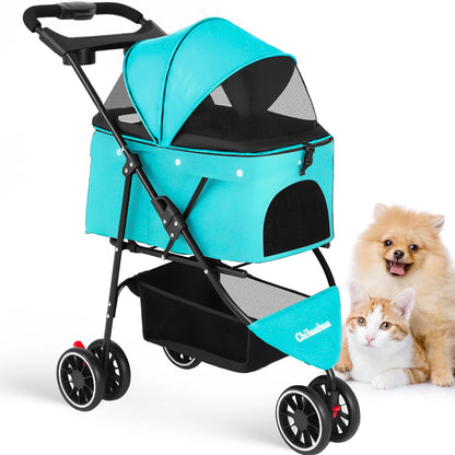 Pet Stroller For Small Puppy Dogs & Cats Portable and Foldable Dog Stroller