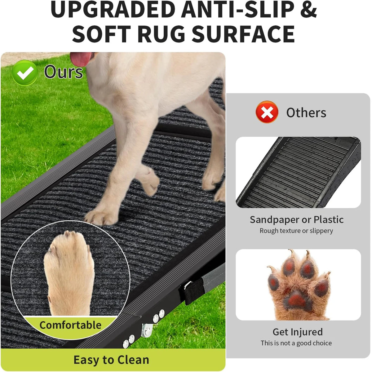 Upgraded Folding Pet Ramp For Large Dogs With Non-Slip - Surface Portable Outdoor Dog Car Ramp Up to 250 LBS