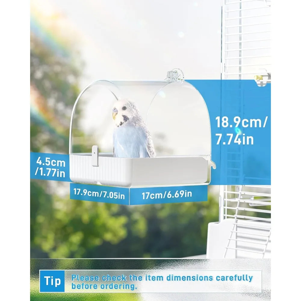 Hanging 3 in 1 Bird Bath Bowl House Cage Accessory for Small to Medium Birds