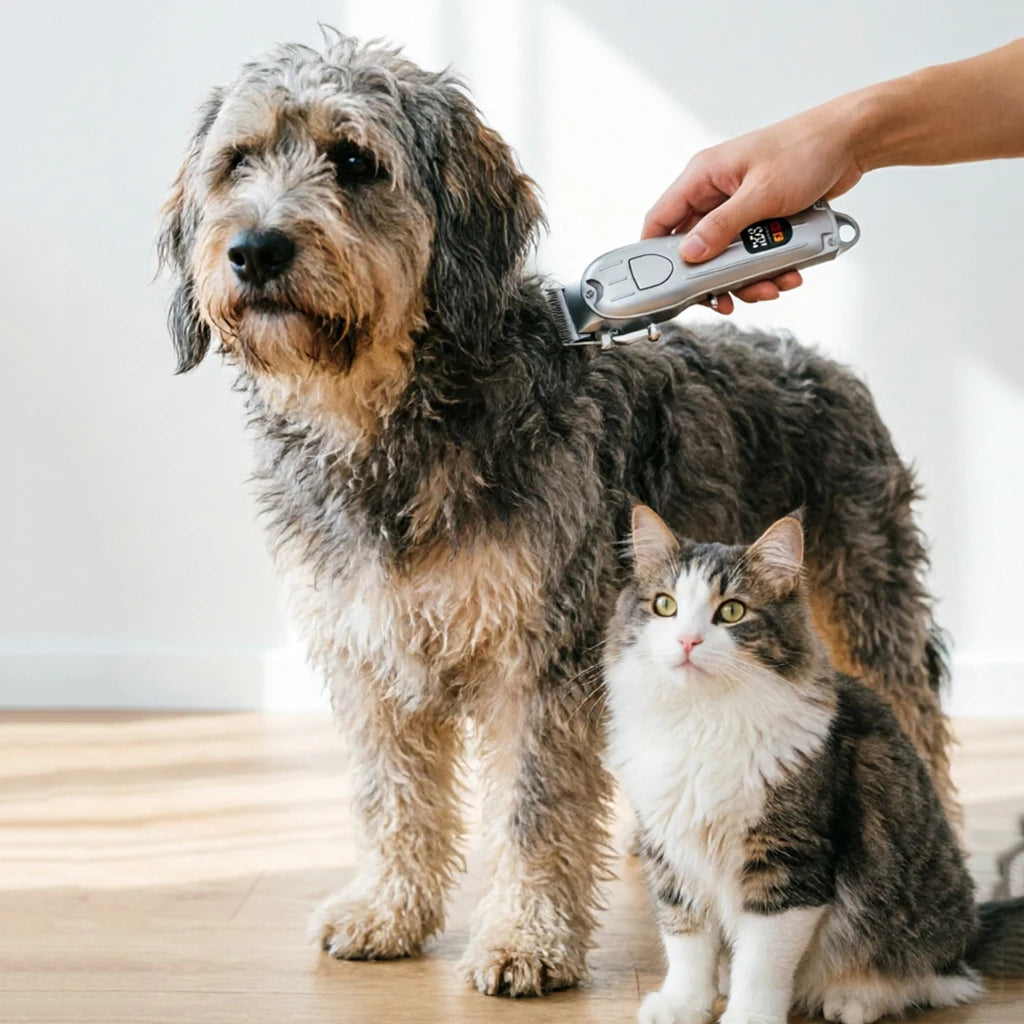 Electric Pet Hair Clipper USB Rechargeable LCD Display Dog Cat Grooming Trimmer Shaver with Guide Comb Kit