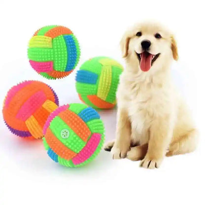 Led Puppy Bouncy Chew Dog Toy - Color Light Ball Interactive Toys for Cats Small Dogs