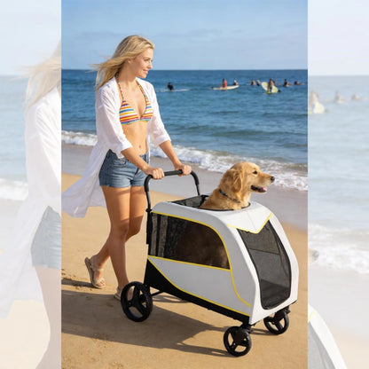 Dog Stroller for Large Dogs & Big Pets, Heavy-Duty with Lockable Wheels, Adjustable Handle