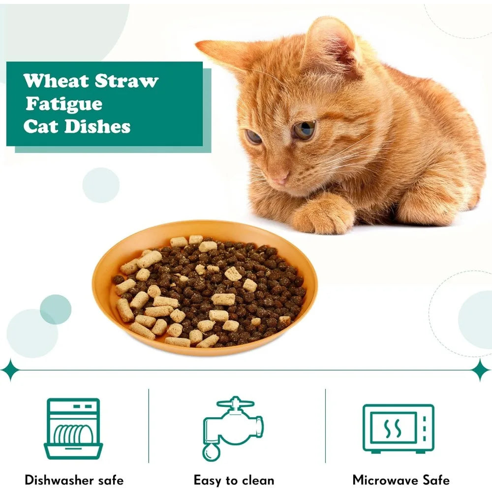 6 Pieces Small Pet Food Bowls for Cats and Kittens Shallow Wide Low-Profile Feeding Bowls Set,