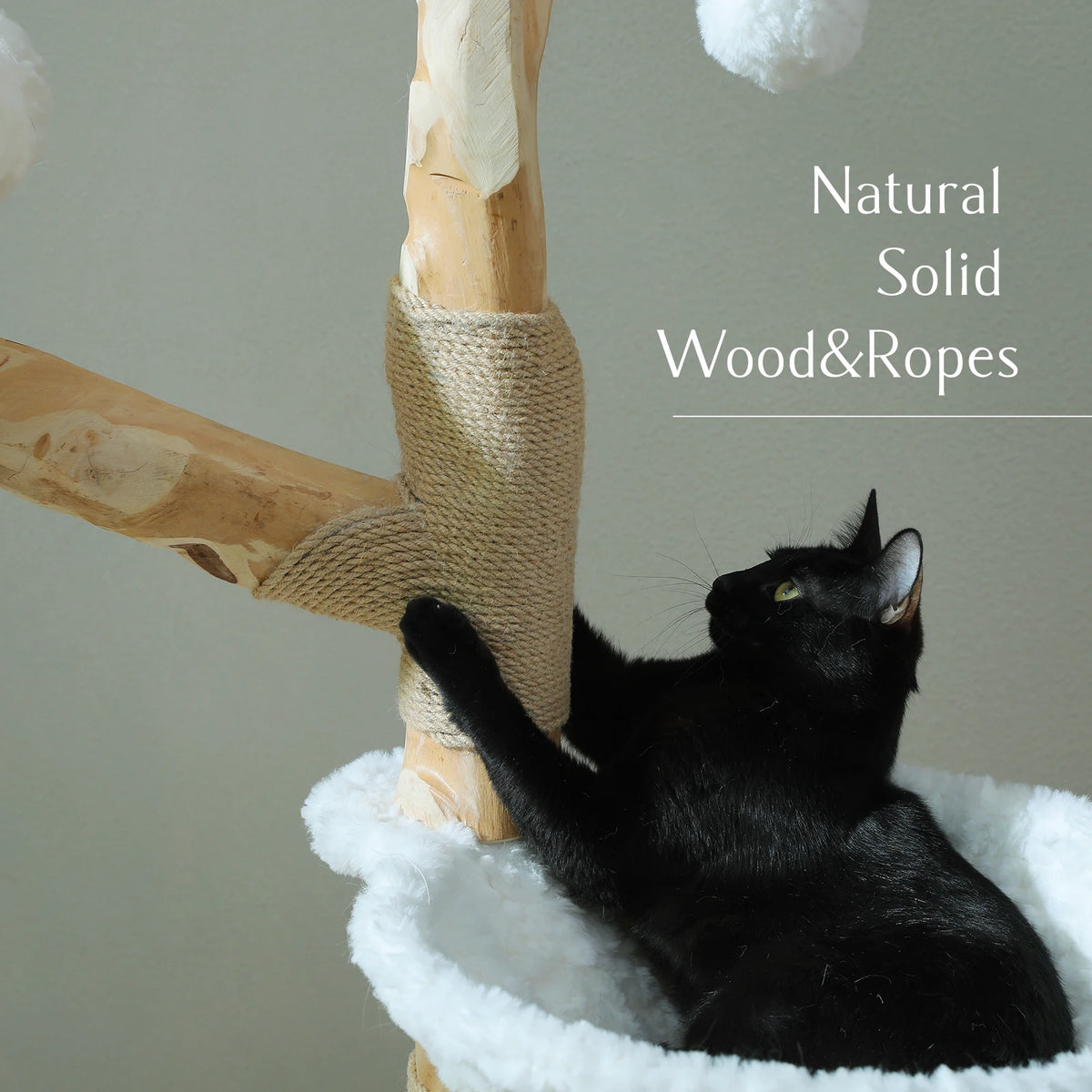 Large Cat Tree Tower with Sisal Scratching Post Wicker Basket Bed Flower Cat Condo