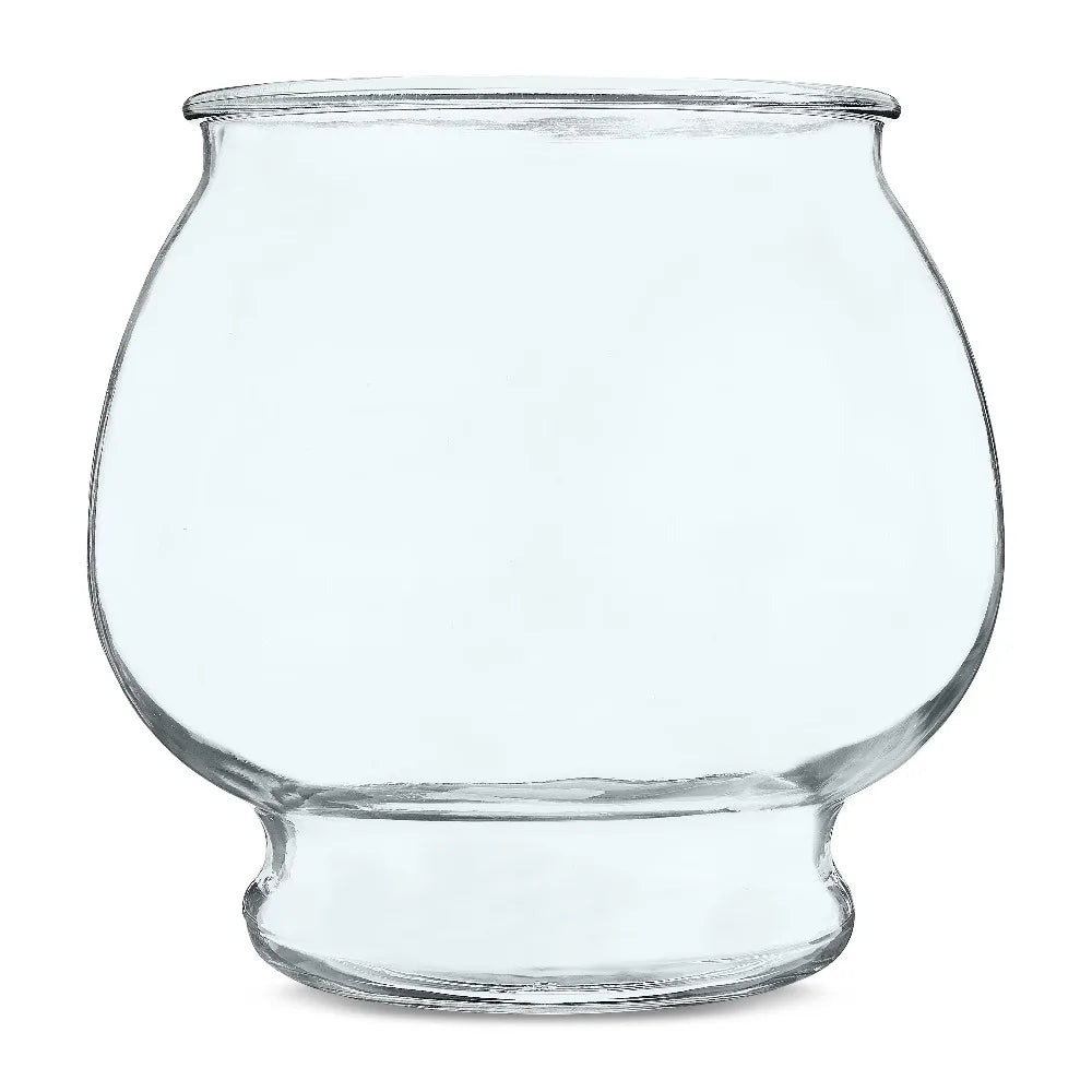 Footed Glass Fishbowl for Betta Fish 1 Gallon Round Goldfish Bowl with Plant for Home Decor