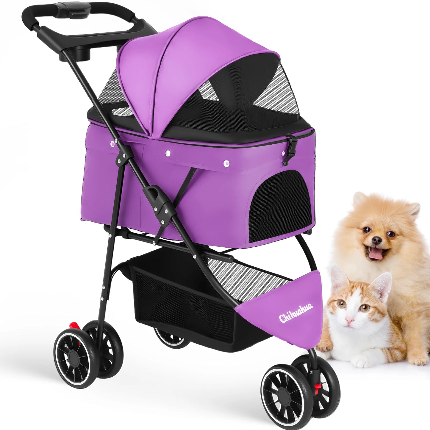 Pet Stroller For Small Puppy Dogs & Cats Portable and Foldable Dog Stroller