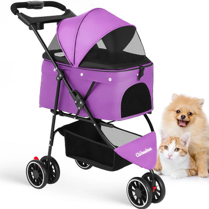 Pet Stroller For Small Puppy Dogs & Cats Portable and Foldable Dog Stroller