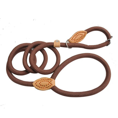Slip Rope Lead Leash Heavy Duty Braided Rope Adjustable Loop Collar for Medium Large Dogs