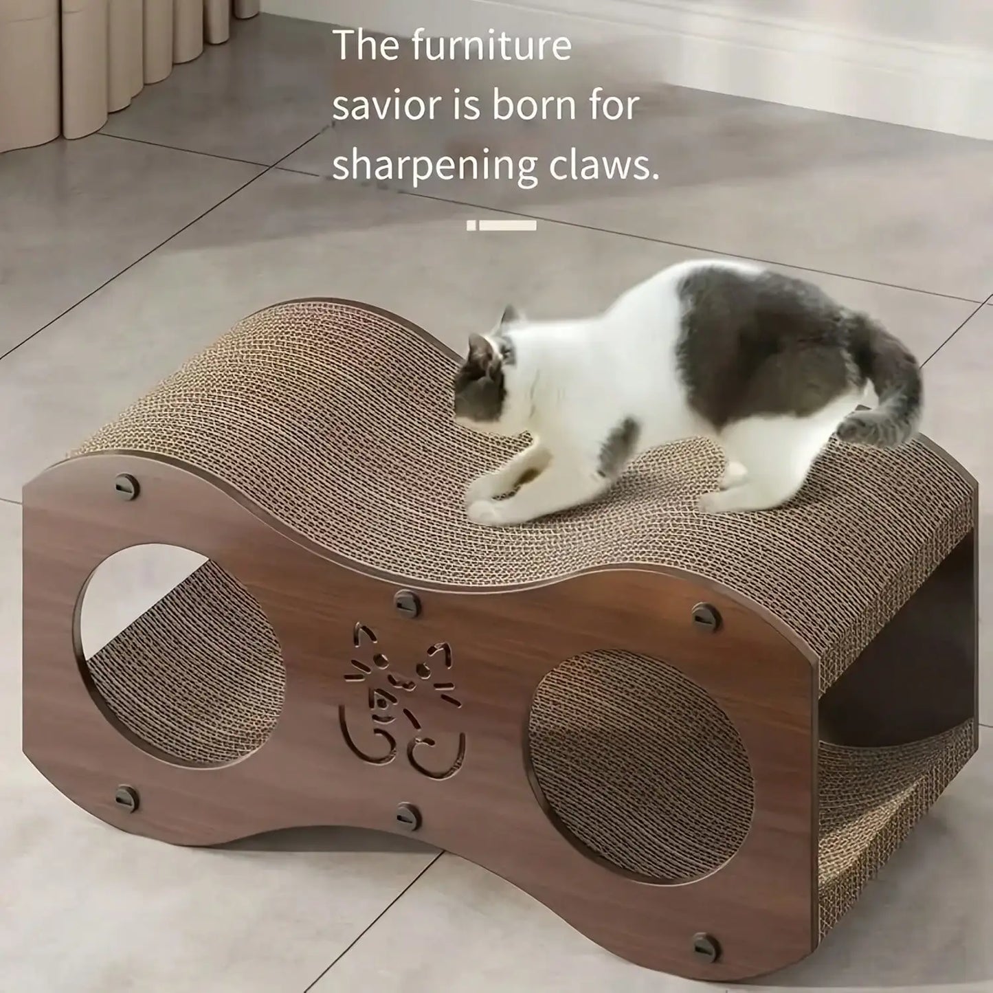 Walnut Cat Post With Bed (Sturdy/Woven Scratcher)