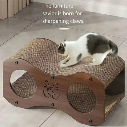 Walnut Cat Post With Bed (Sturdy/Woven Scratcher)