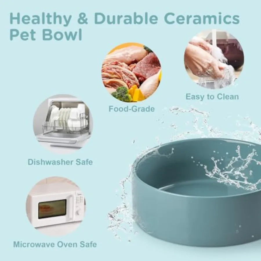Dogs and Cat Bowls Raised with Non-Slip Bamboo Stand for Medium Sized Breed