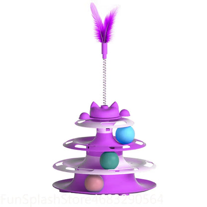 Turntable Toy With Interactive Cat Ball & Teaser Wand Automatic Self Play For Cats And Kitten