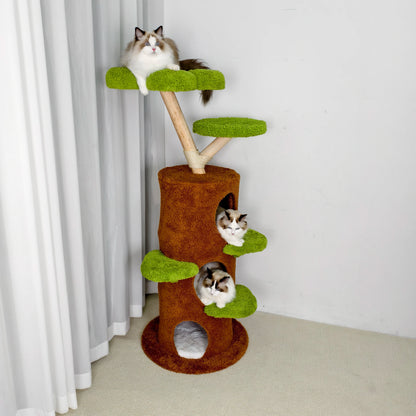 Indoor Cat Tree Tower Center for Large Cats with Flower-shaped Plush Stairs Condo