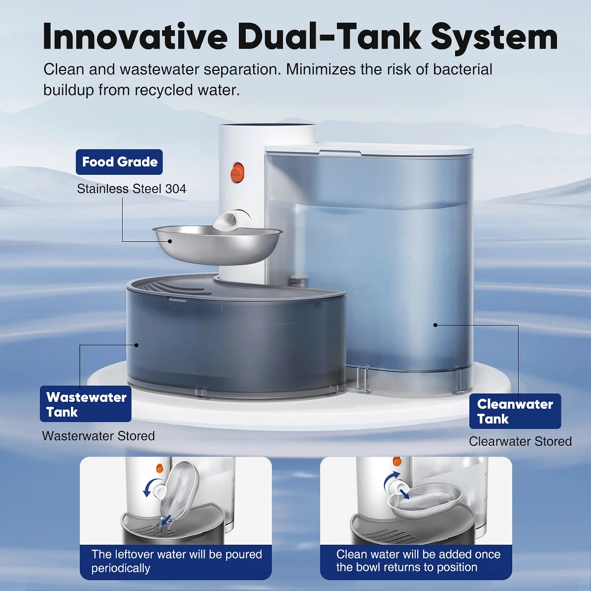 New Stainless Steel Bowl Pet Intelligent  Water Dispenser Automatically Purifies
