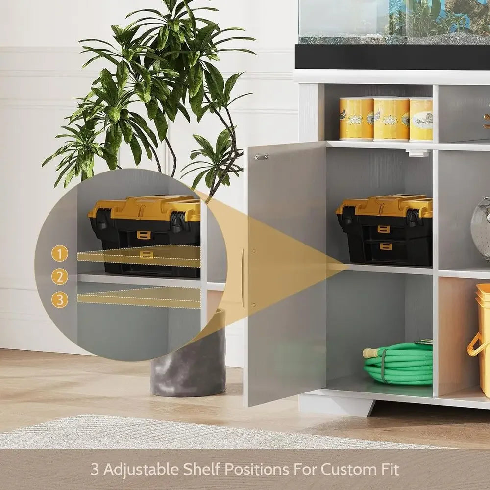 75 Gallon Aquarium Stand with Cabinet, Power Outlet, and Storage for Accessories, Suitable for Turtles and Reptiles - 1000 lbs