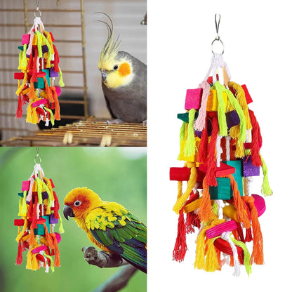Parrot Toys Colorful Rope Wooden Bird Supplies
