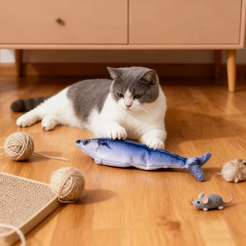 3PCS Electric Fish Cat Toys. Catnip Simulation Fish Swing Funny Cat Toy USB Charging