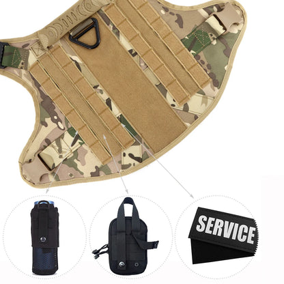 Military Dog Harness Collar Leash Bags Patches Set Training Vests