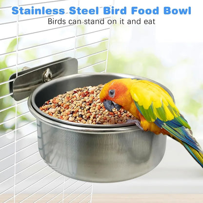 Bird Cage Feeder Cups 2PCS With Holder Clamp