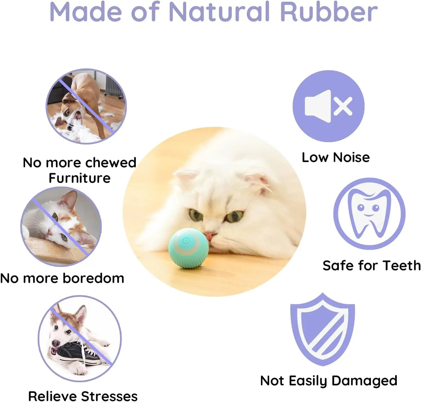 Automatic Active Rolling Ball for Dogs. Self Moving Balls, Interactive Ball Toy with LED Lights, USB Rechargeable, Silicone Surface (Pink)
