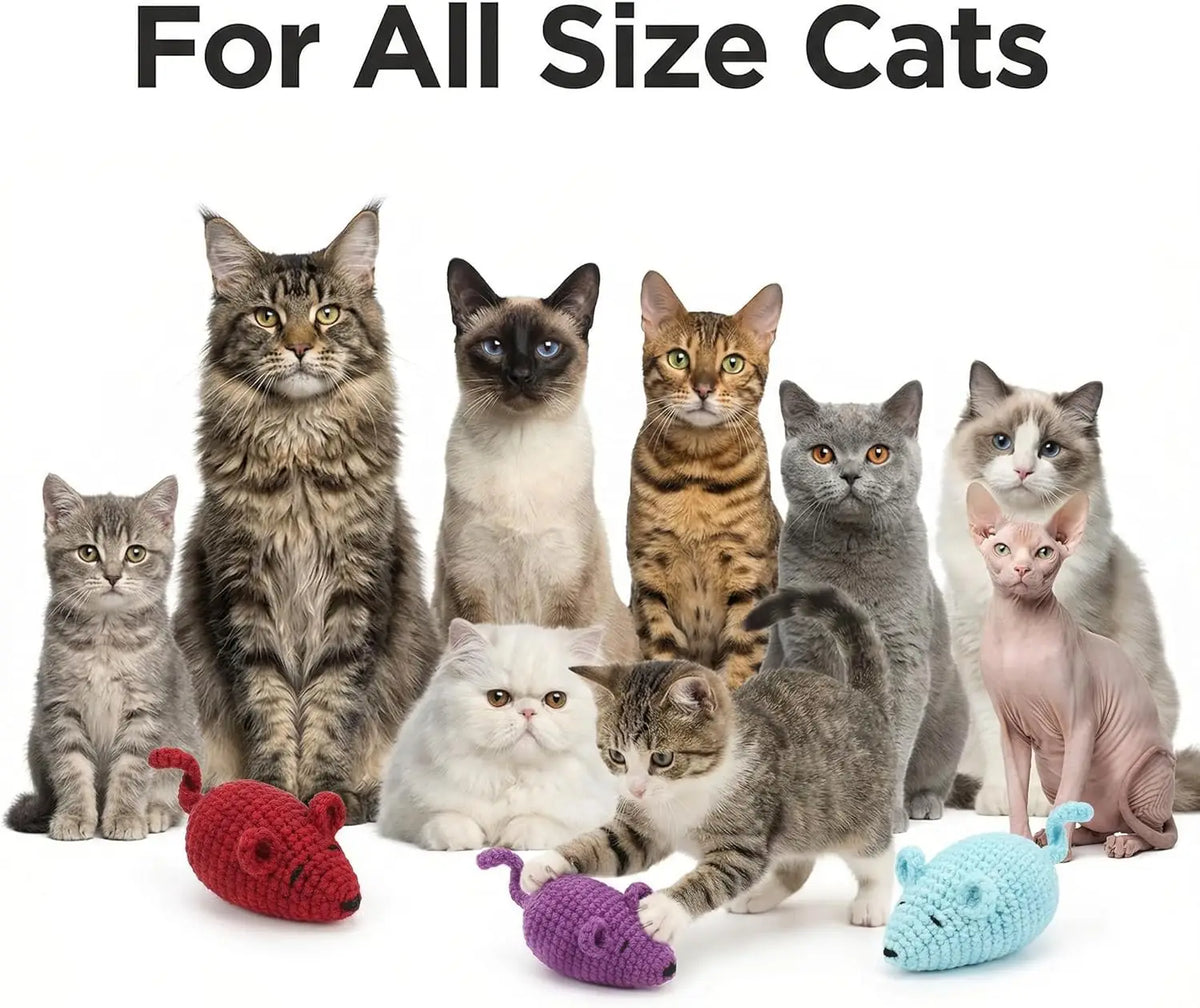 Catnip Mice Cat Toys, Handmade Durable Yarn Mice Toys with Natural Catnip & Silvervine,