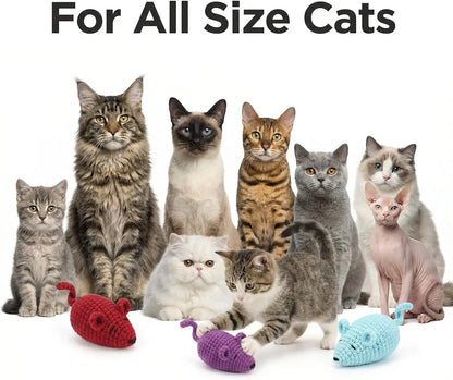 Catnip Mice Cat Toys, Handmade Durable Yarn Mice Toys with Natural Catnip & Silvervine,