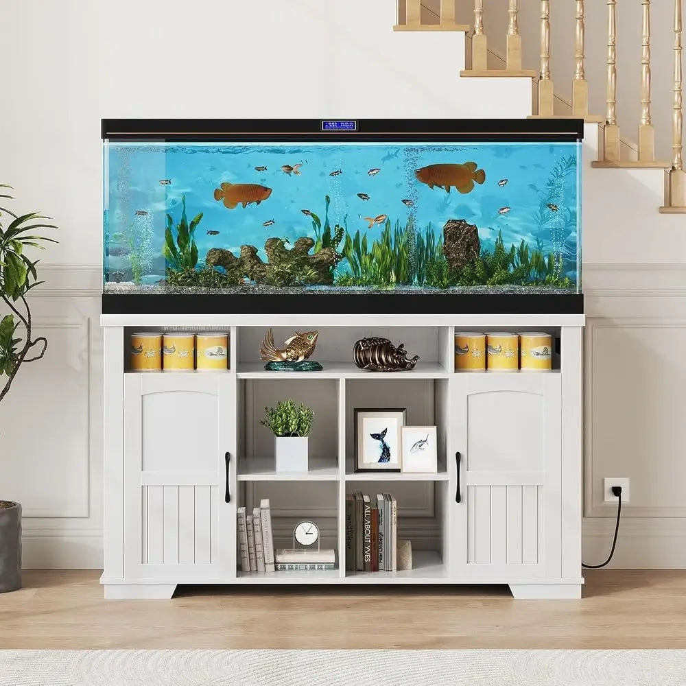 75 Gallon Aquarium Stand with Cabinet, Power Outlet, and Storage for Accessories, Suitable for Turtles and Reptiles - 1000 lbs