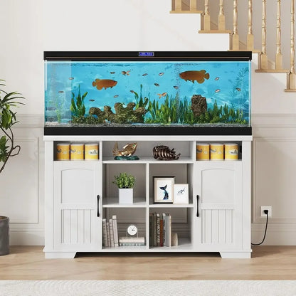 75 Gallon Aquarium Stand with Cabinet, Power Outlet, and Storage for Accessories, Suitable for Turtles and Reptiles - 1000 lbs