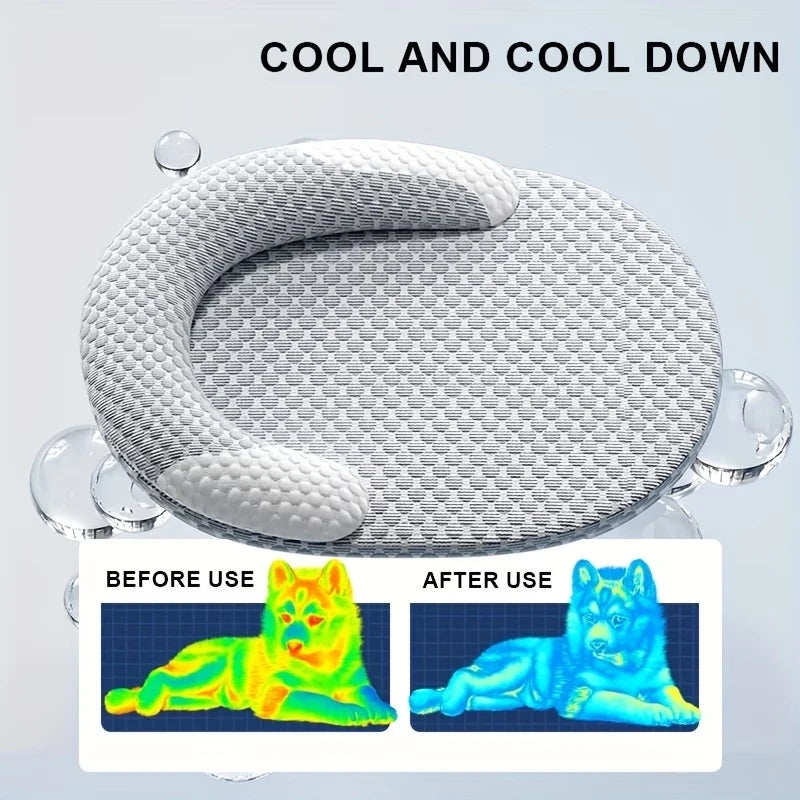 Cooling Dog Bed Summer Ice Silk Dog Mat Oval Pet Nest Breathable Heat Dissipation Cooling Pad for Small Medium Large Dogs And Cats